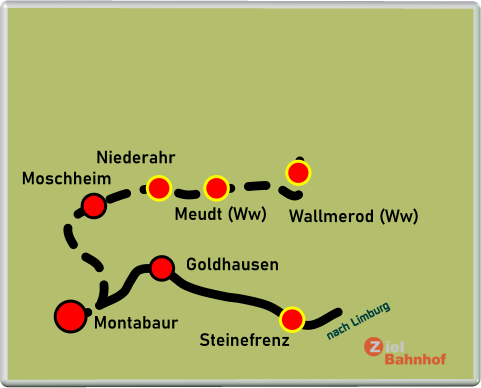 Montabaur Steinefrenz Goldhausen Wallmerod (Ww) Meudt (Ww) nach Limburg Niederahr Moschheim