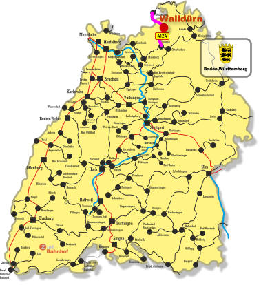 Freiburg Singen Vaihingen Tuttlingen Horb Ulm Bruchsal Heidelberg Rottweil Stuttgart Karlsruhe Offenburg Baden-Baden Mannheim Kehl Appenweiler Miltenberg Lauda Königshofen Osterburken Seckach Eberbach Moosbach Bad Friedrichshall- Jagstfeld Crailsheim Heilbronn Eppingen Meckesheim Hüffenhardt Aglasterhausen Neckargemünd Weinheim Germersheim Graben Neudorf Bretten Schwetzingen Schwäbisch Hall Backnang Waiblingen Rastatt Busenbach Bad Herrenalb Ittersbach Rathaus Mühlacker Pforzheim Bad Wildbad Ettlingen Steinsfurt Immendingen Wintersdorf Bietigheim- Bissingen Ludwigsburg Weil der Stadt Renningen Böblingen Filderstadt Detten- hausen Achern Bad Griesbach Ottenhöfen Freudenstadt Eutingen Herrenberg Hochdorf Tübingen Eyach Hechingen Balingen Schömberg Siegmaringen Villingen Trossingen Trossingen Stadt Hausach Biberach Oberharmsbach- Riersbach Denzlingen Elzach Breisach Bad Krozingen Münstertal Riegel Donaueschingen Titisee Seebruck Lörrach Kandern Basel Badischer Bahnhof Zell Neuhausen Badischer Bahnhof Bietingen Lauchringen Konstanz Radolfzell Stockach Welzheim Schondorf Amstetten Gerstetten Aalen Plochingen Wendlingen Oberlenningen Bad Urach Neuffen Metzingen Nürtingen Gammertingen Herbertingen Mengen Schelklingen Pfullendorf Stadtgarten Alshausen Aulendorf Bad Wurzach Roßberg Kißlegg Hergatz Friedrichshafen Laupheim Goldshöfe 4124 Walldürn Baden-Württemberg